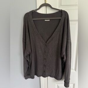 Urban Outfitters Charcoal Button-Front V-Neck Cardigan